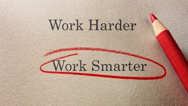 piece of paper with 'work smarter' circled in red pencil