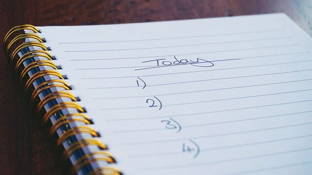 A book with a to do list for today