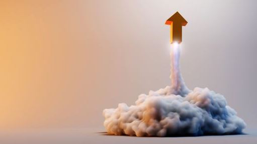 An arrow being boosted towards the sky