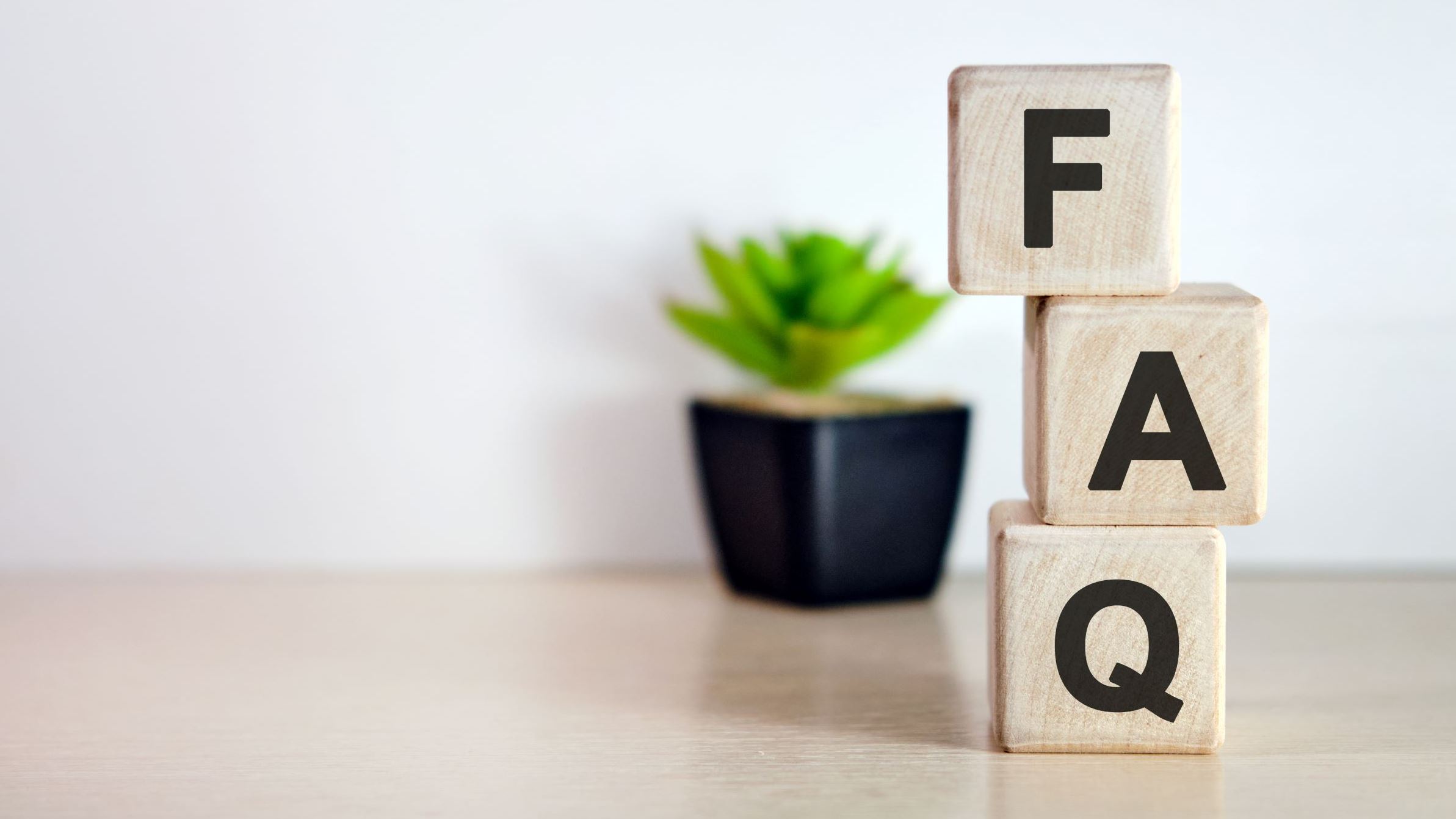 image of the letter FAQ and a small plant