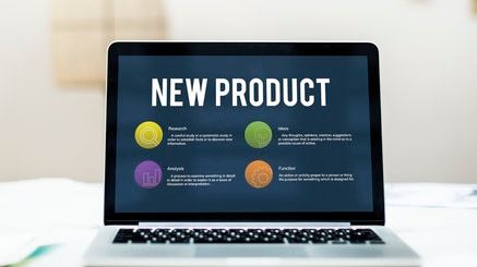 A laptop demonstrating a new product