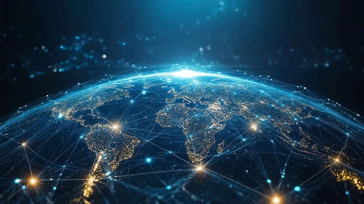 Earth Viewed From Space With Links Between Countries